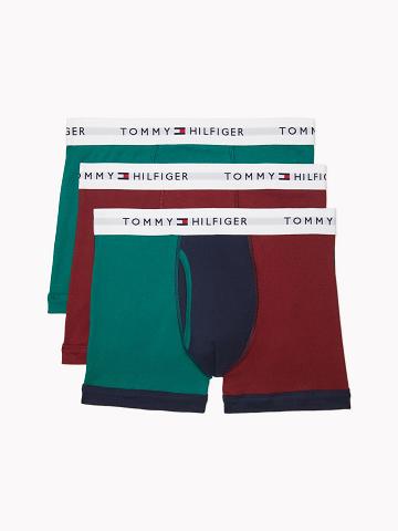 Férfi Tommy Hilfiger Pamut classics trunk 3pk Trunks Zöld Sötétkék Piros | HU 1282TCE